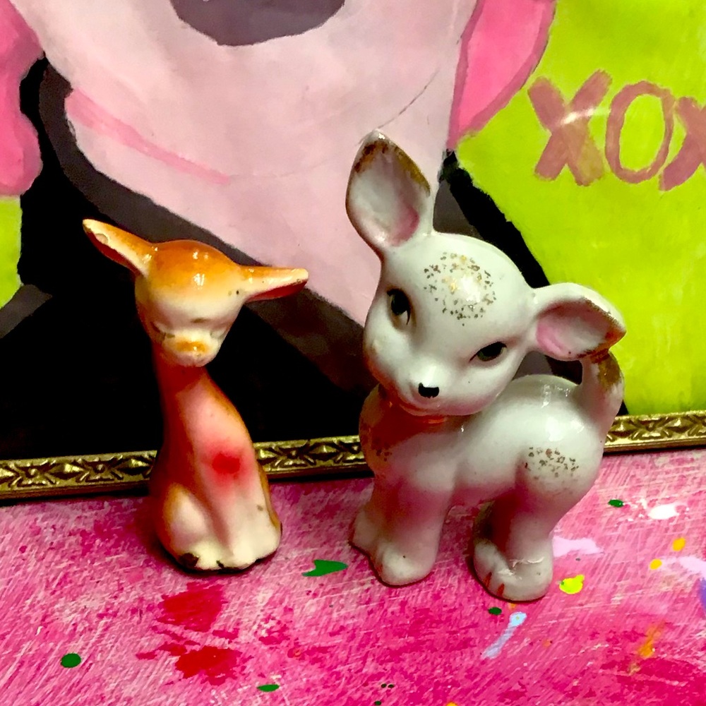 Antique Japan Deer Doe Feng Shui Boujee Decor Very Old Dainty Figurines Trinkets